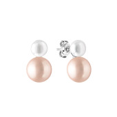 Cercei perle naturale albe si roz piersica din argint DiAmanti MS21200E-G